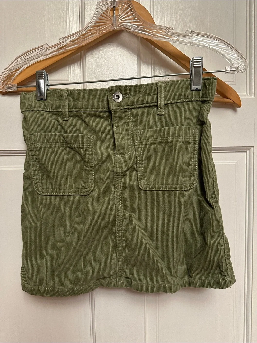The Children's Place Olive Green Corduroy Mini Skirt with Patch Pockets